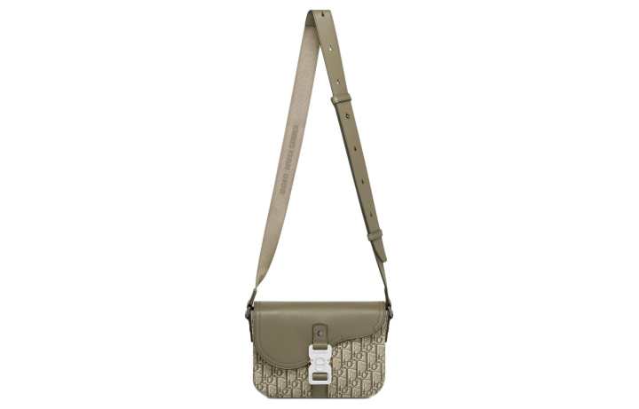 DIOR DIOR Saddle Oblique Print Grain Cow Leather Saddle Bag, Messenger Bag, Crossbody Bag, Shoulder Bag Mini Men's Khaki
