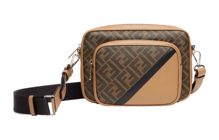 FENDI Calfskin Camera Bag, Shoulder Bag, Crossbody Bag Medium Men's Brown