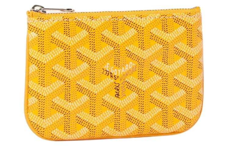 GOYARD Canvas With Calfskin Key Pouch Nano Unisex Yellow