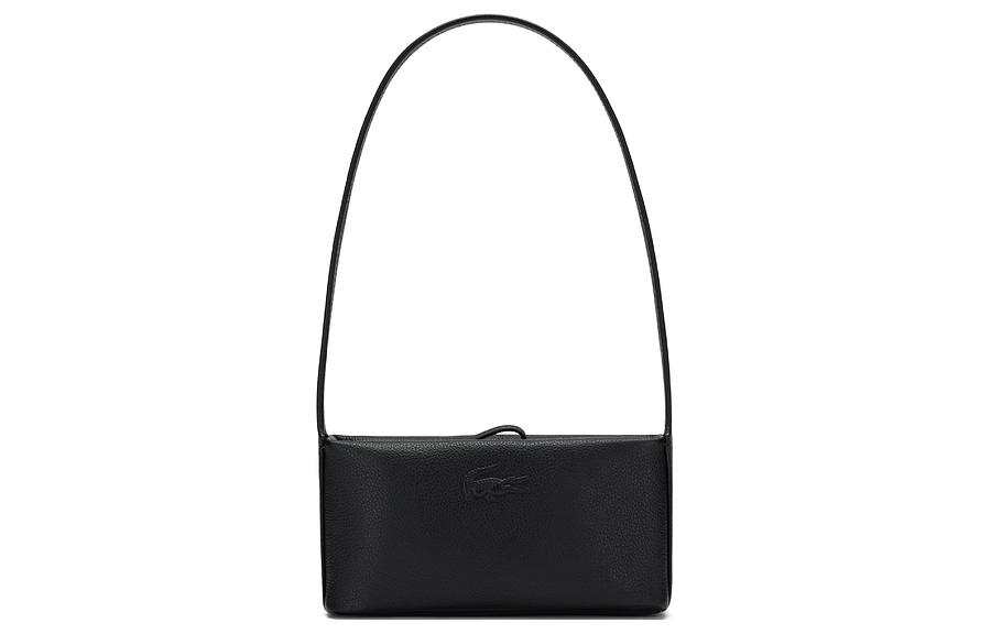 LACOSTE Cow Leather Handbag, Shoulder Bag Small Women's Black