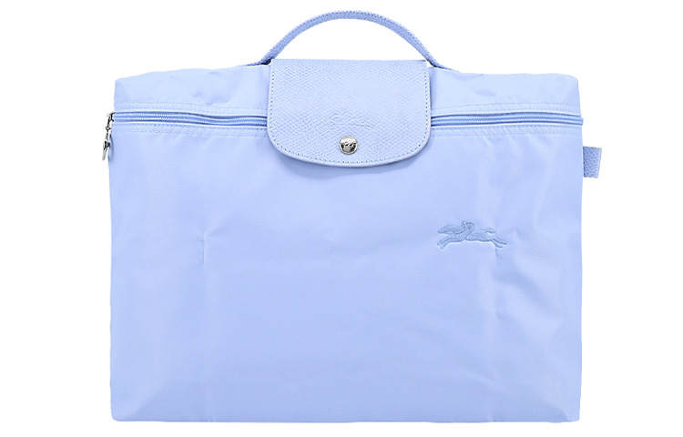 LONGCHAMP Le Pliage Green Cow Leather Trim Document Bag, Handbag, Briefcase Small Women's Blue