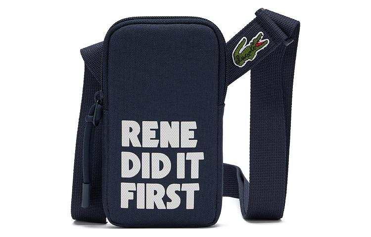 LACOSTE Fabric Cell Phone Pouch, Shoulder Bag, Crossbody Bag Regular Men's Marine Blue