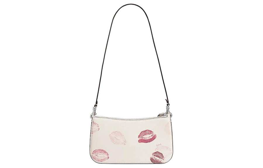 COACH Penn Cow Leather Crossbody Bag, Shoulder Bag Small Women's Silver & Chalk Multicolor