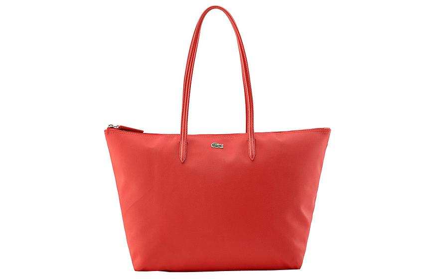 LACOSTE PVC Tote Bag, Shoulder Bag Large Women's Red
