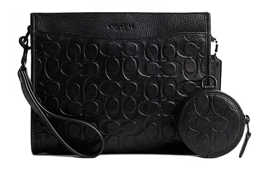 COACH Hitch Cow Leather Shoulder Bag, Crossbody Bag Medium Men's Black