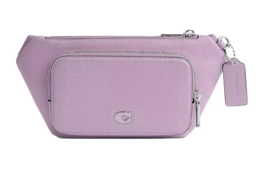 COACH Cross Grain Leather With Coated Canvas Sling Bag One Shoulder Crossbody Fanny Pack Medium Men's Purple
