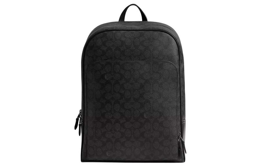 COACH Gotham Coated Canvas With Calfskin Backpack Large Men's Charcoal Gray