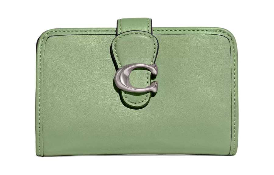 COACH COACH Tabby Leather Wallet Regular Women's Silver & Light Pistachio