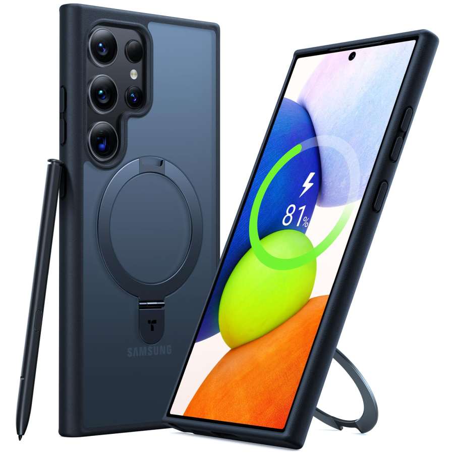 TORRAS Matte Material Pivot Shell Magnetic Stands Phone Cases Samsung Galaxy S24 Ultra