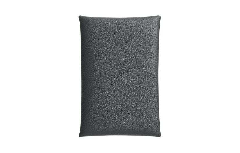 HERMES Calvi Evercolor Calfskin Card Holder Women's Dusty Gray