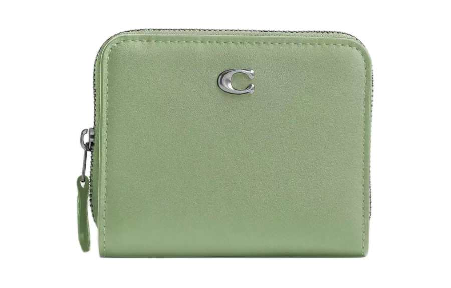 COACH Billfold Wallet Refined Calfskin Wallet Regular Women's Silver & Light Pistachio