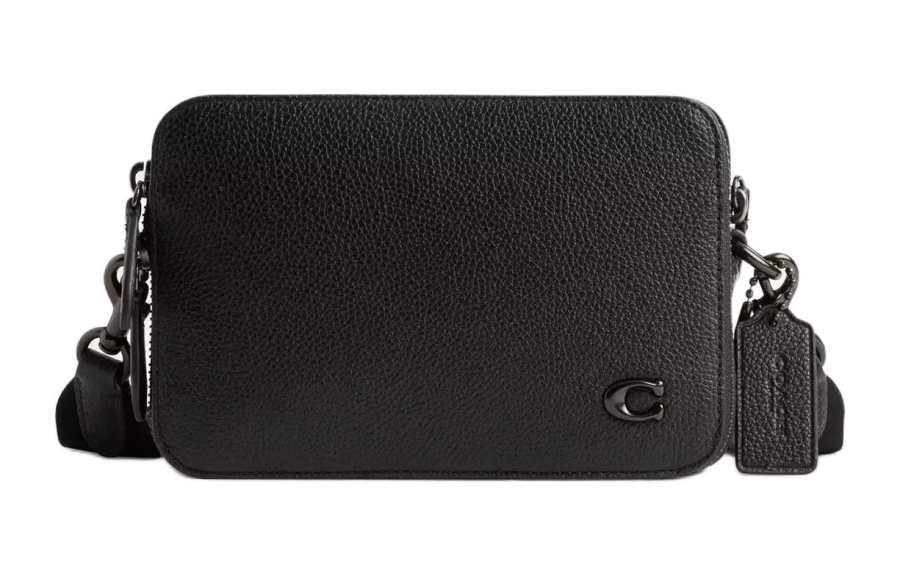 COACH Charter Leather Shoulder Bag, Crossbody Bag Small Men's Black