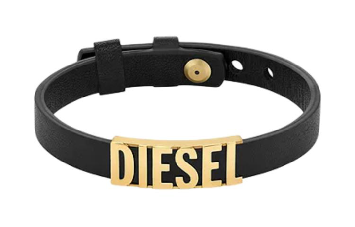 DIESEL DIESEL Leather Wristband, Hand Jewelry Men's Black