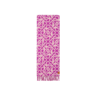 LOEWE Printed Pattern Knit Scarves Women's Rose Red