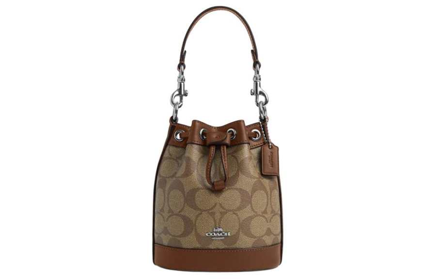 COACH Dempsey PVC With Skin Bucket Bag Handbag Mini Women's Brown