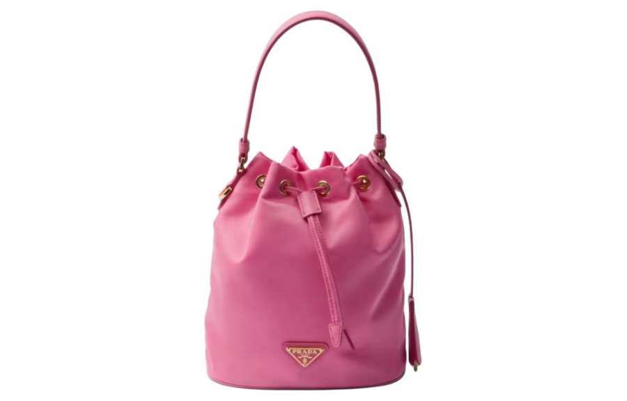 PRADA PRADA Re EditionRe Nylon Fabric With Leather Bucket Bag, Shoulder Bag, Crossbody Bag, Handbag Mini Women's Begonia Pink