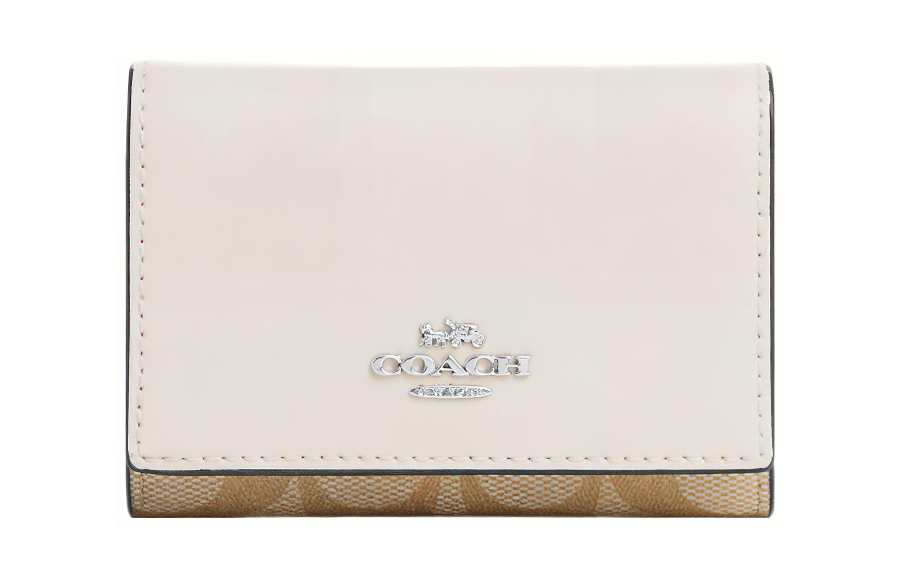 COACH COACH Micro Coated Canvas With Smooth Leather Wallet Regular Women's White