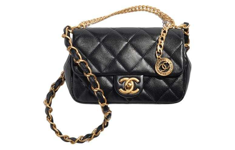 CHANEL Lambskin Flap Bag, Handbag, Shoulder Bag, Crossbody Bag Women's Black