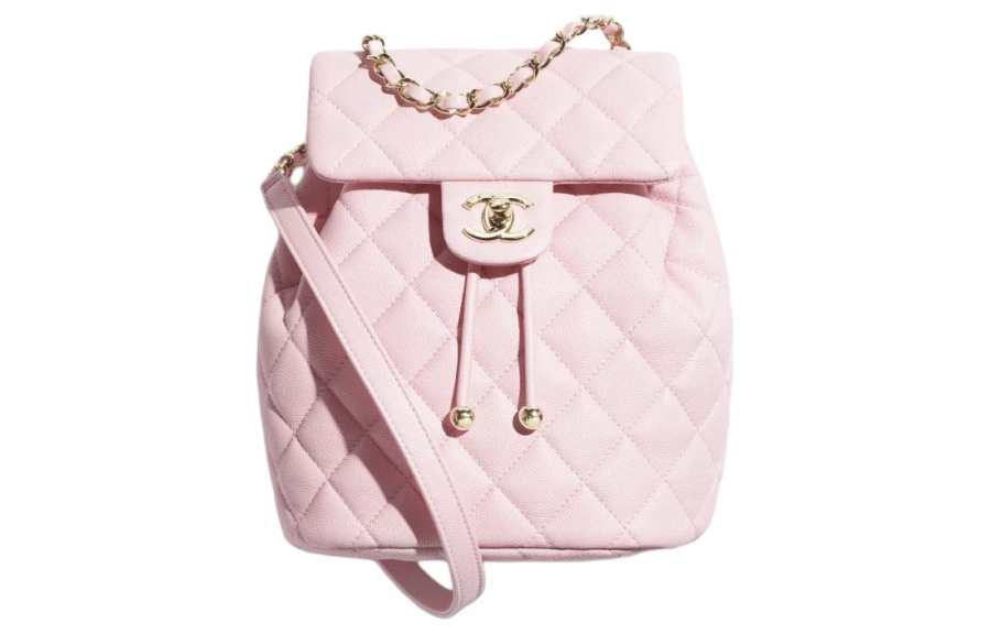 CHANEL Bright Grain Calfskin Gold Metal Backpack Regular Women's Light Pink Red
