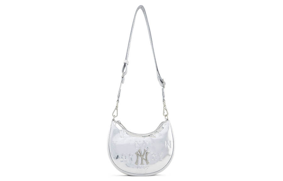 MLB New York Yankees Artificial Leather Shoulder Bag Handbag Shoulder Bag Student Backpack Women's Silver