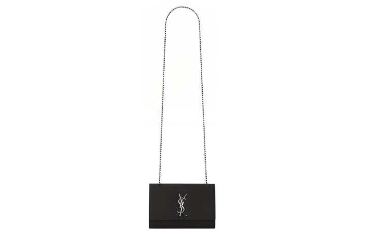 SAINT LAURENT SAINT LAURENT Kate Grain Embossed Cow Leather Chain Bag, Shoulder Bag, Crossbody Bag Small Women's Black