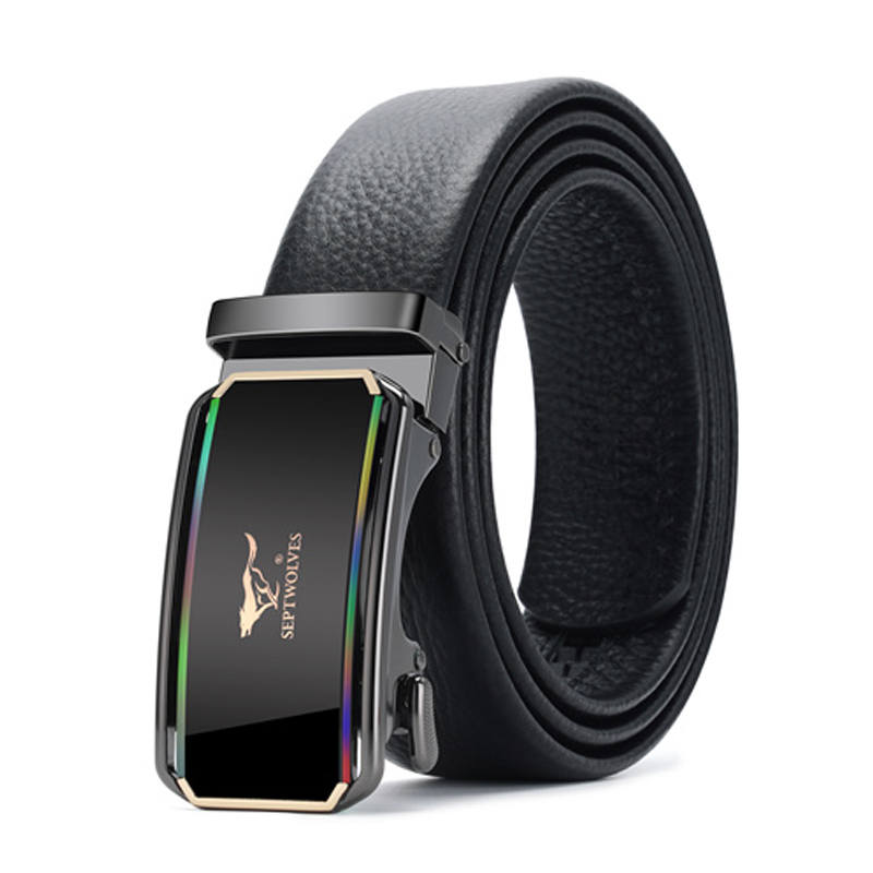 SEPTWOLVES Rainbow Automatic Buckle Business Casual Premium Cow Leather Trendy Leather Belts Men's