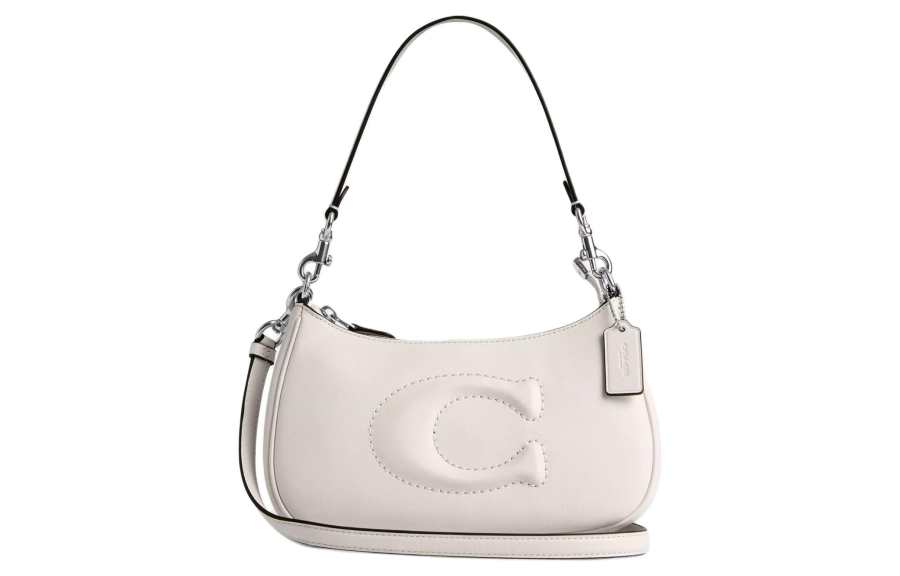 COACH Teri Smooth Leather Crossbody Bag, Shoulder Bag Medium Women's Silver & Chalk