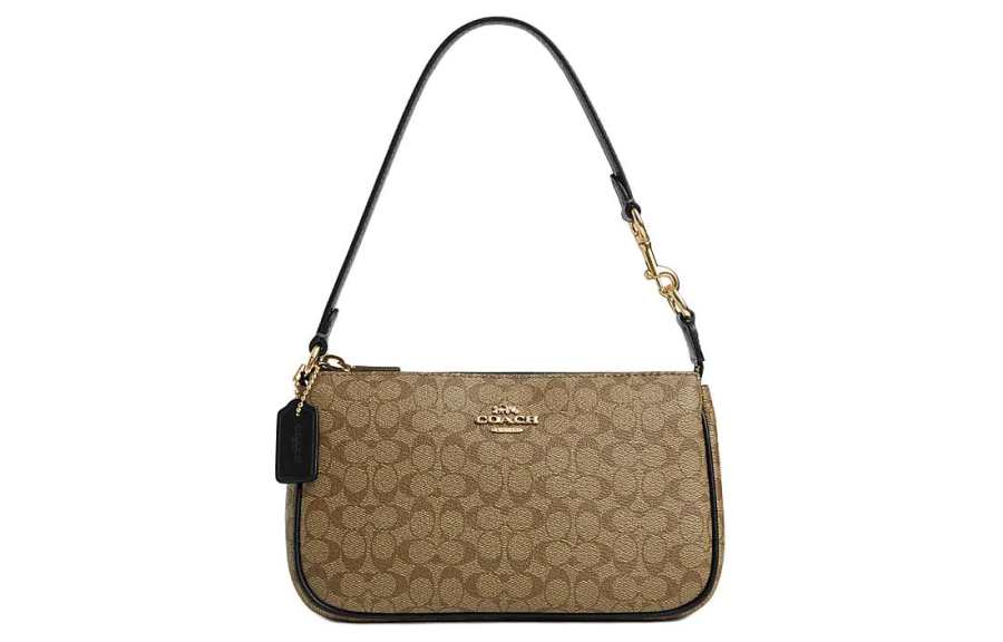 COACH Nolita Artificial Leather Handbag, Shoulder Bag Small Women's Khaki & Black