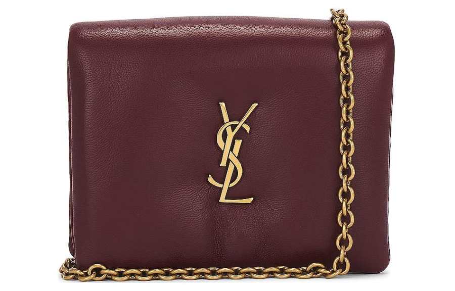 SAINT LAURENT Lambskin Crossbody Bag, Shoulder Bag Women's Red