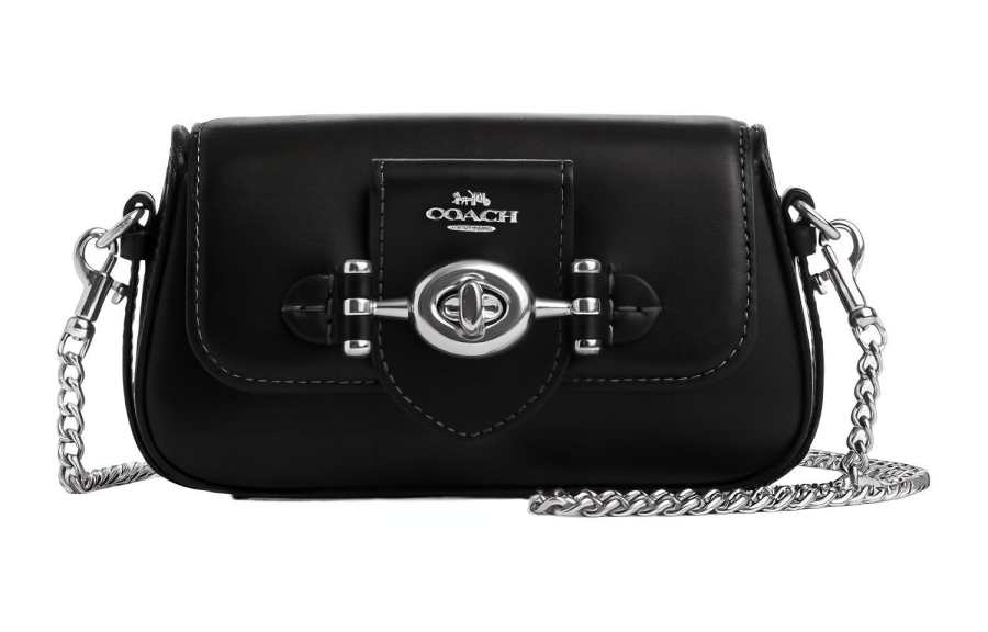 COACH Brie Leather Crossbody Bag, Shoulder Bag Mini Women's Black