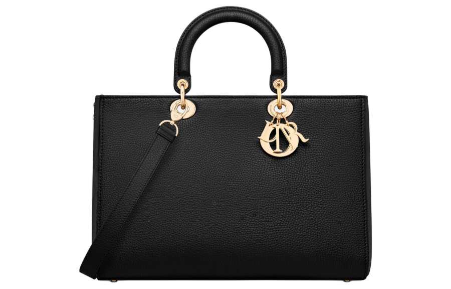 DIOR Grain Cow Leather Handbag, Shoulder Bag, Crossbody Bag, Handbag Large Women's Black