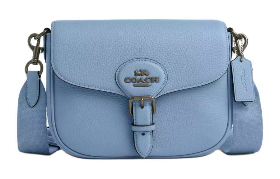 COACH Amelia Leather Saddle Bag, Shoulder Bag, Crossbody Bag Medium Women's Blue