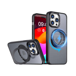 PERFECTSIGHT Matte Material Rotating Stand Case With 360° Rotation Skin Friendly Touch Available For IPhone15Promax/Pro