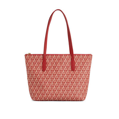 COCOEVA PVC & PU Tote Bag, Shopping Bag, Shoulder Bag Women's Lucky Red/Brown Coral