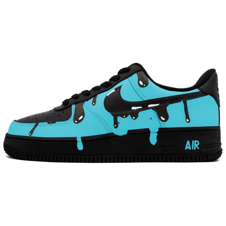 Nike Nike Air Force 1 Myriad Flowers Entwined, Dissolving Ink Electric Blue Thermal Coverage Low top Skateboard Shoes Unisex