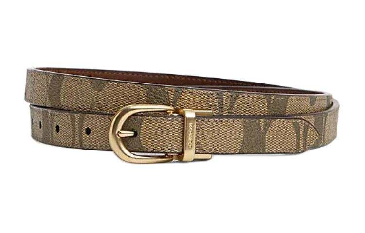 COACH COACH PU Artificial Leather, Cow Leather Belts Women's Green Width 1.8cm