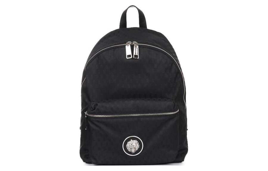 VERSUS Zip Closure Polyester Backpack Men's Black