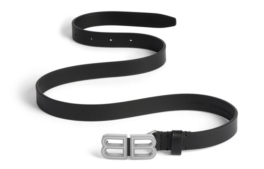 Balenciaga Cow Leather Metal Leather Belts Women's Black Width 2cm