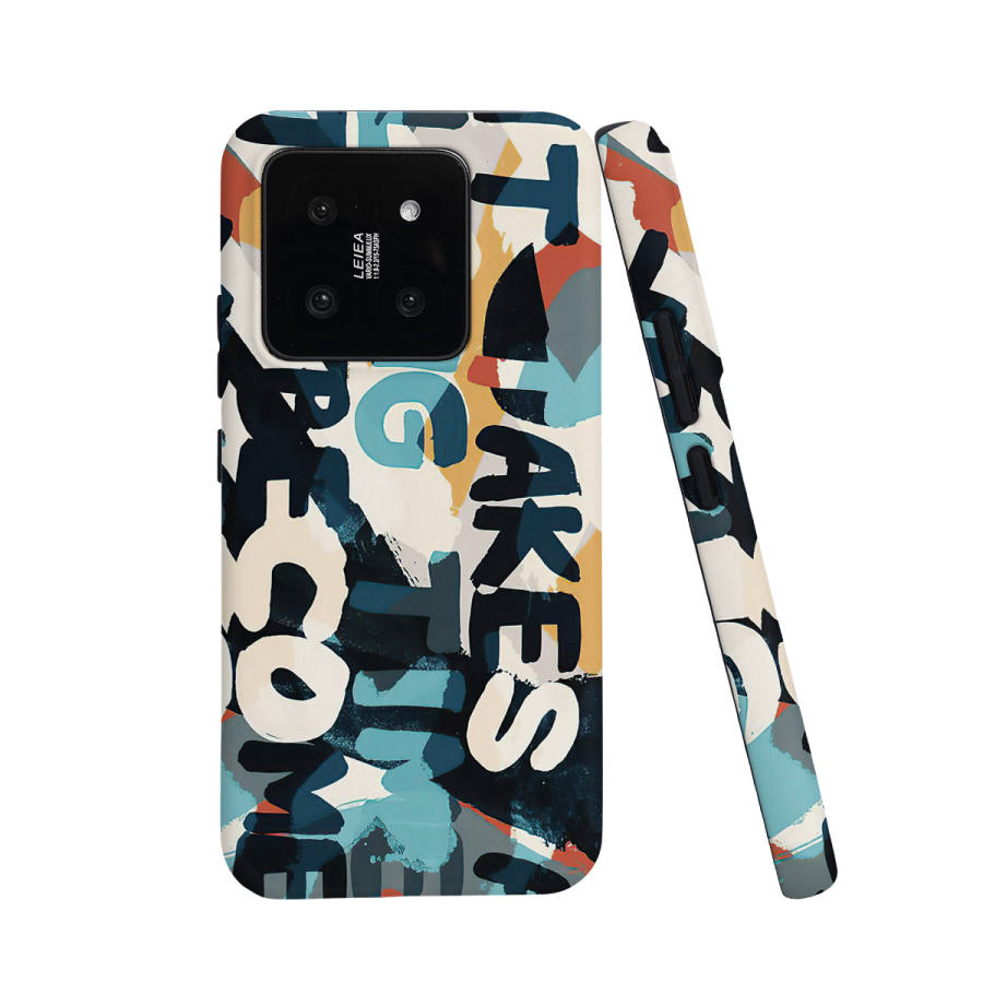 Keshami PC Material Fully Enclosed Impact Resistant Matte Watercolor Letter Phone Cases