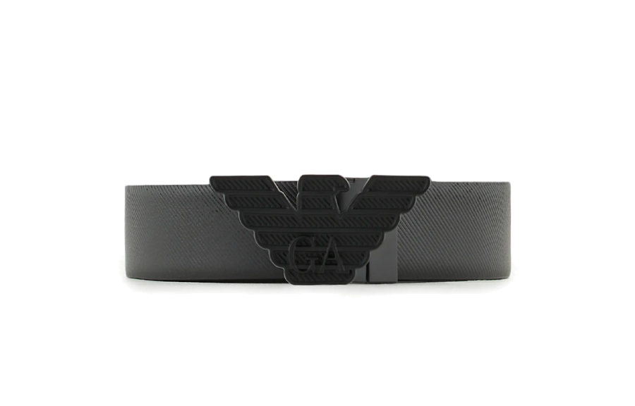 EMPORIO ARMANI Leather Belt With Embossed Print And Eagle Buckle