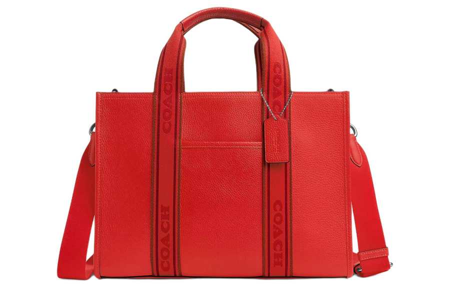 COACH Smith Pebbled Leather Tote Bag, Shopping Bag, Shoulder Bag, Handbag Large Women's Miami Red