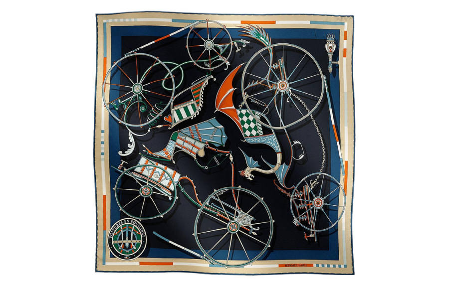 HERMES HERMES Silk Scarves Women's Black