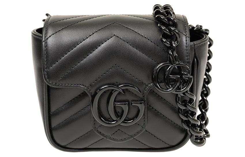 GUCCI GG Marmont Leather Fanny Pack Women's Black