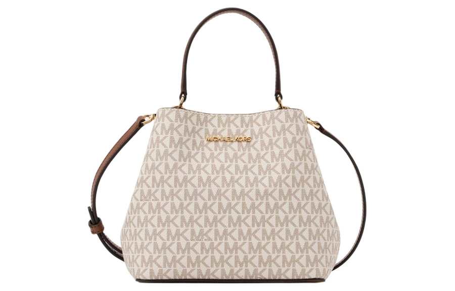 MICHAEL KORS Coated Canvas Bucket Bag, Shoulder Bag, Crossbody Bag, Handbag Small Women's Vanilla