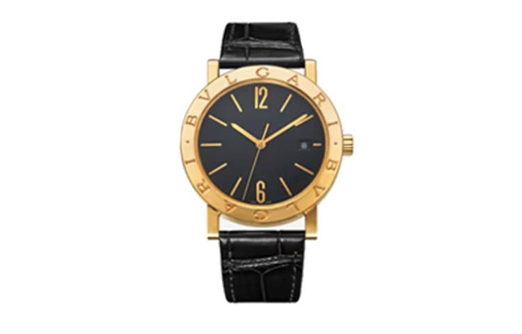 BVLGARI Wrist Watches Automatic Mechanical Movement Crocodile Leather Strap 38mm Black Dial Unisex
