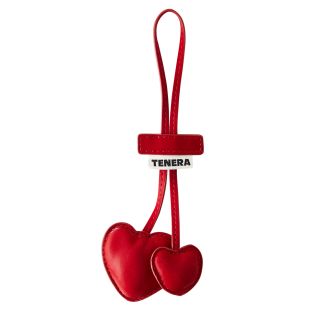 TENERA Eco Friendly Vegan Leather Velvet Texture Bag Charm Accessories Pendant Small Unisex Red