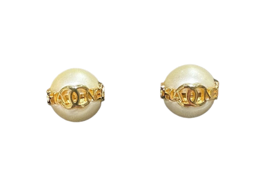 CHANEL Metal Stud Earrings Women's Gold