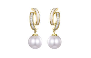 HMZ 925 Silver Needle Earrings Women's Gold