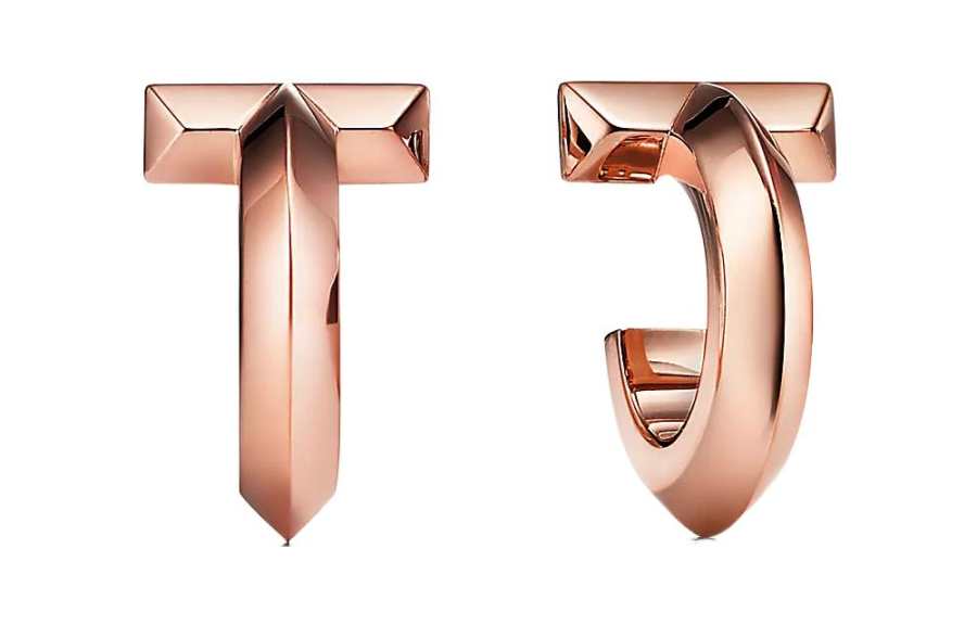 TIFFANY & CO. T Earrings Women's Rose Gold