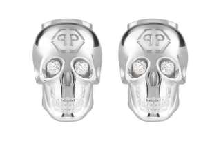 Philipp Plein 3D skull-motif stud earrings